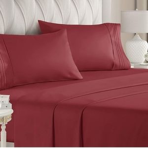 Cool Bamboo Sheet Set - Queen | King size- Burgundy